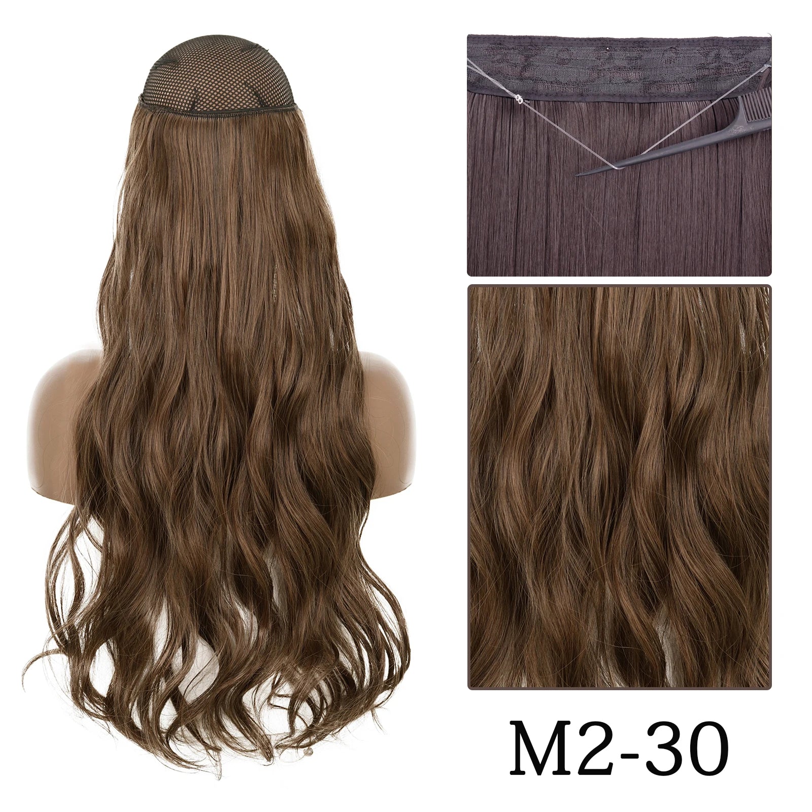 Synthetic Long Straight No Clip One Piece Hair Extension Natural Adjustable Line False Hairpiece for Women