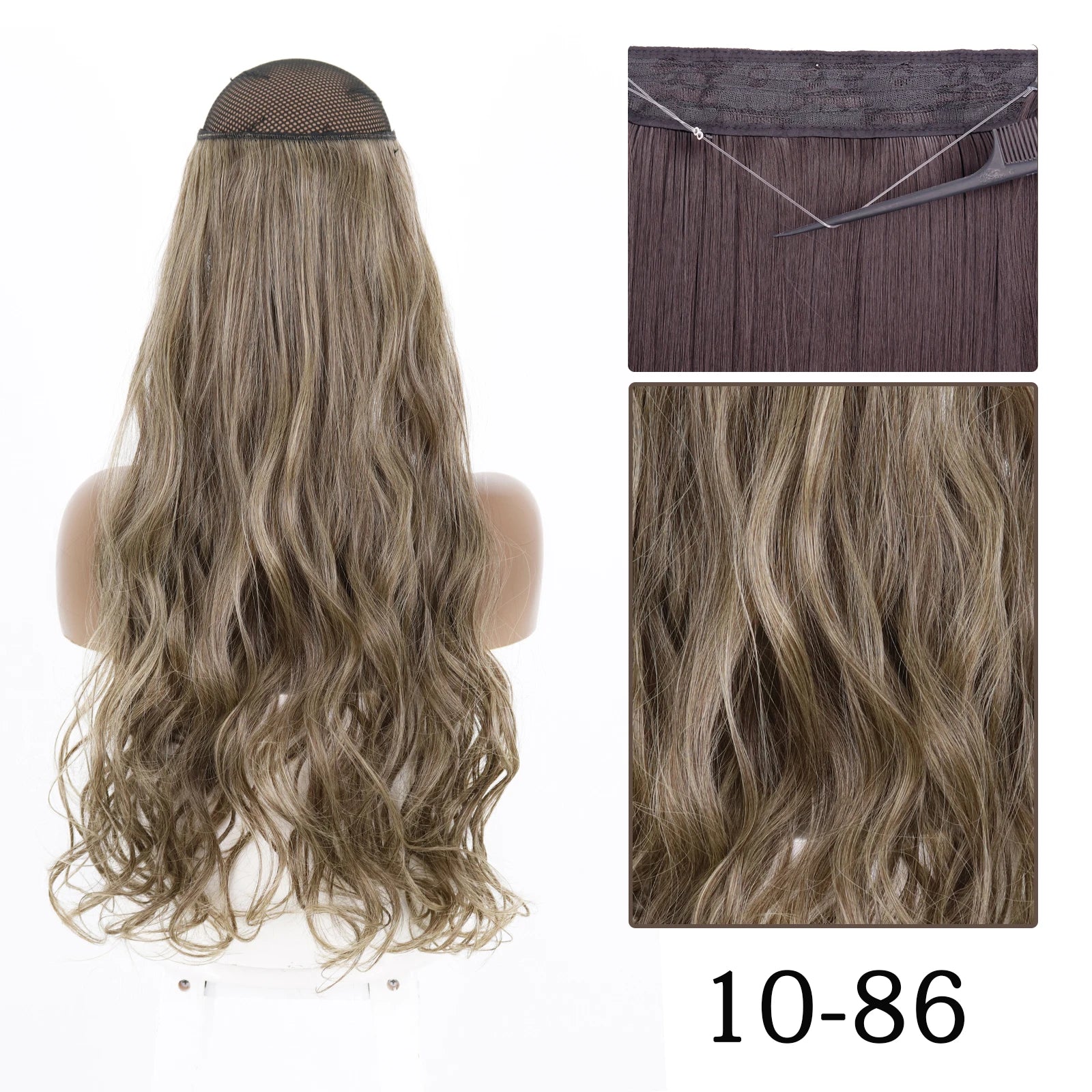Synthetic Long Straight No Clip One Piece Hair Extension Natural Adjustable Line False Hairpiece for Women