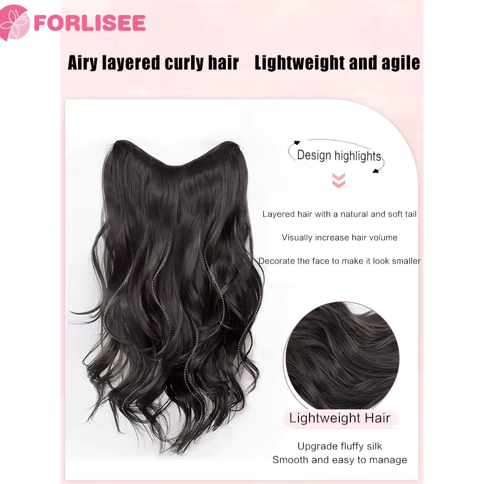 Synthetic Wig Piece One Piece Layered Invisible and Traceless Curly Hair Piece Increase Hair Volume Curly Hair Extension