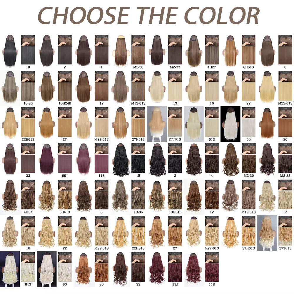 Synthetic Long Straight No Clip One Piece Hair Extension Natural Adjustable Line False Hairpiece for Women