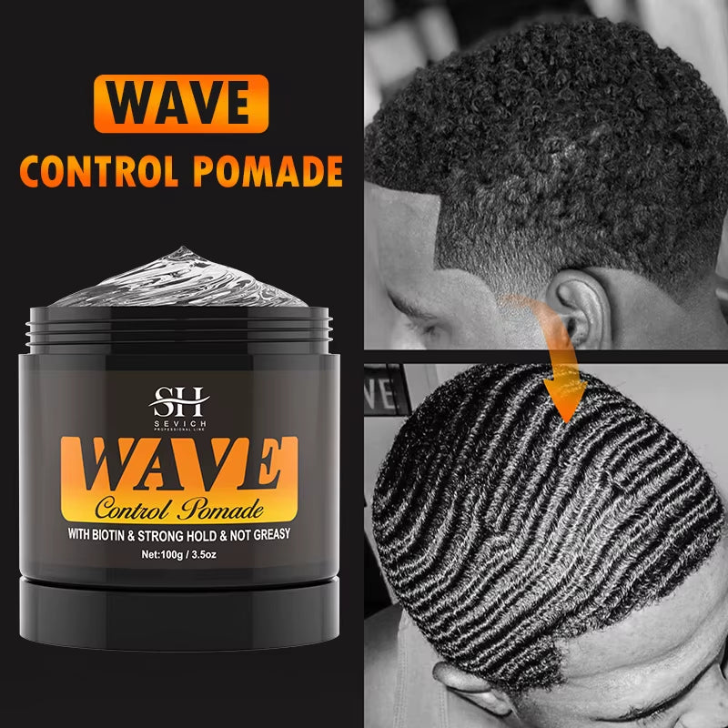 Deep Wave Control Pomade Shampoo Kit Biotin Prevent Hair Loss Edge Control Gel Sport Strong Hold Wave Hair Gel for African Men