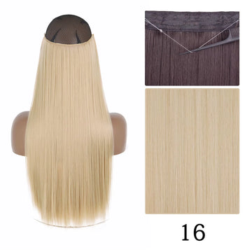 Synthetic Long Straight No Clip One Piece Hair Extension Natural Adjustable Line False Hairpiece for Women