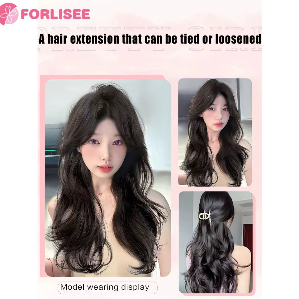 Synthetic Wig Piece One Piece Layered Invisible and Traceless Curly Hair Piece Increase Hair Volume Curly Hair Extension