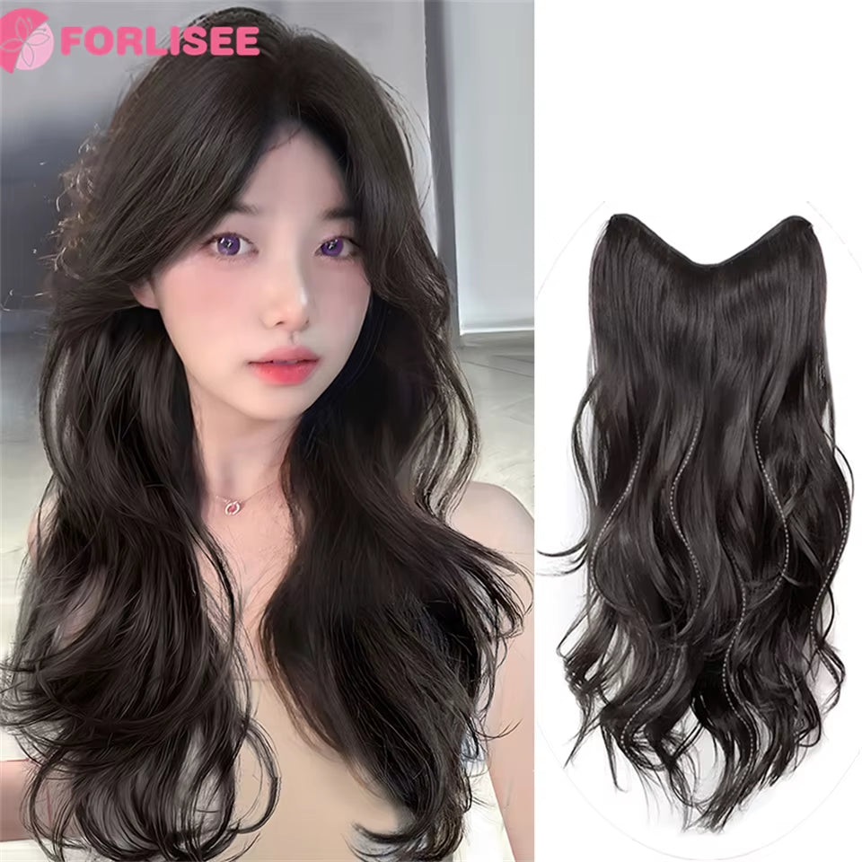 Synthetic Wig Piece One Piece Layered Invisible and Traceless Curly Hair Piece Increase Hair Volume Curly Hair Extension
