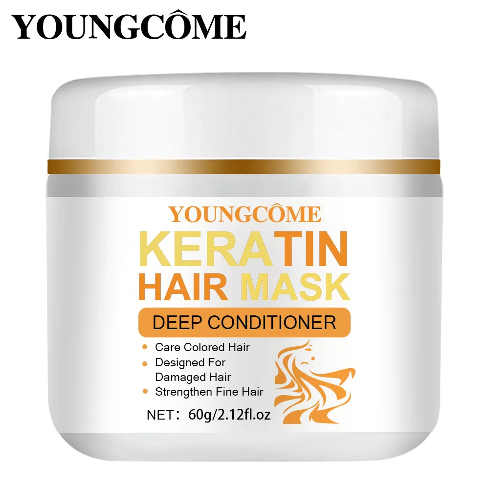 Keratin Hair Mask Deep Nourishing Repair Damaged Hair Restore Shine Repair Damage Dry Frizz Hair Keratin Smoothing Shiny