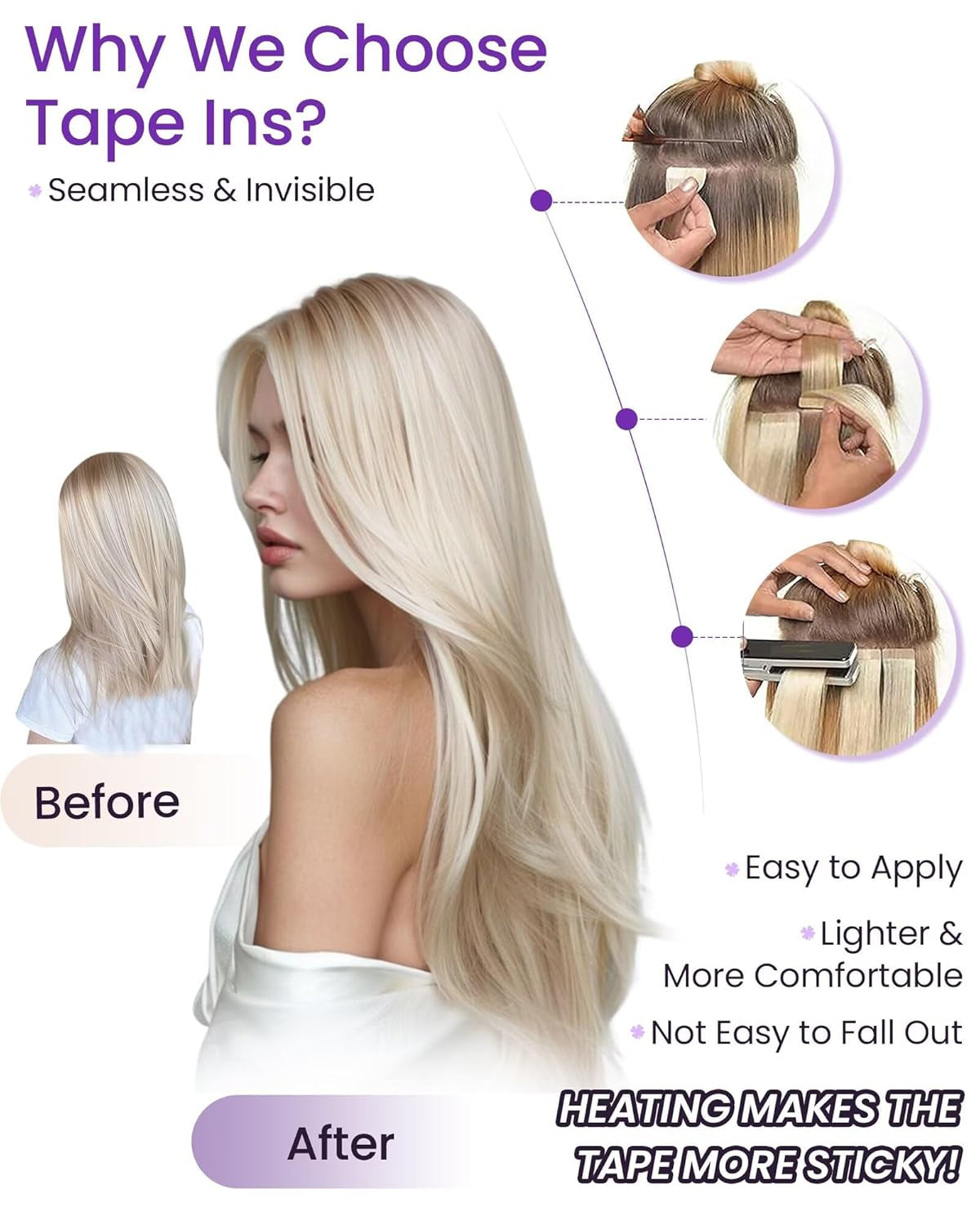 Tape in Extensions Balayage Blonde Human Hair Tape in Hair Extensions Light Brown to Ash Blonde Mix Platinum Blonde Hair Extensions Tape on Real Human Hair 18Inch 50G 20Pcs