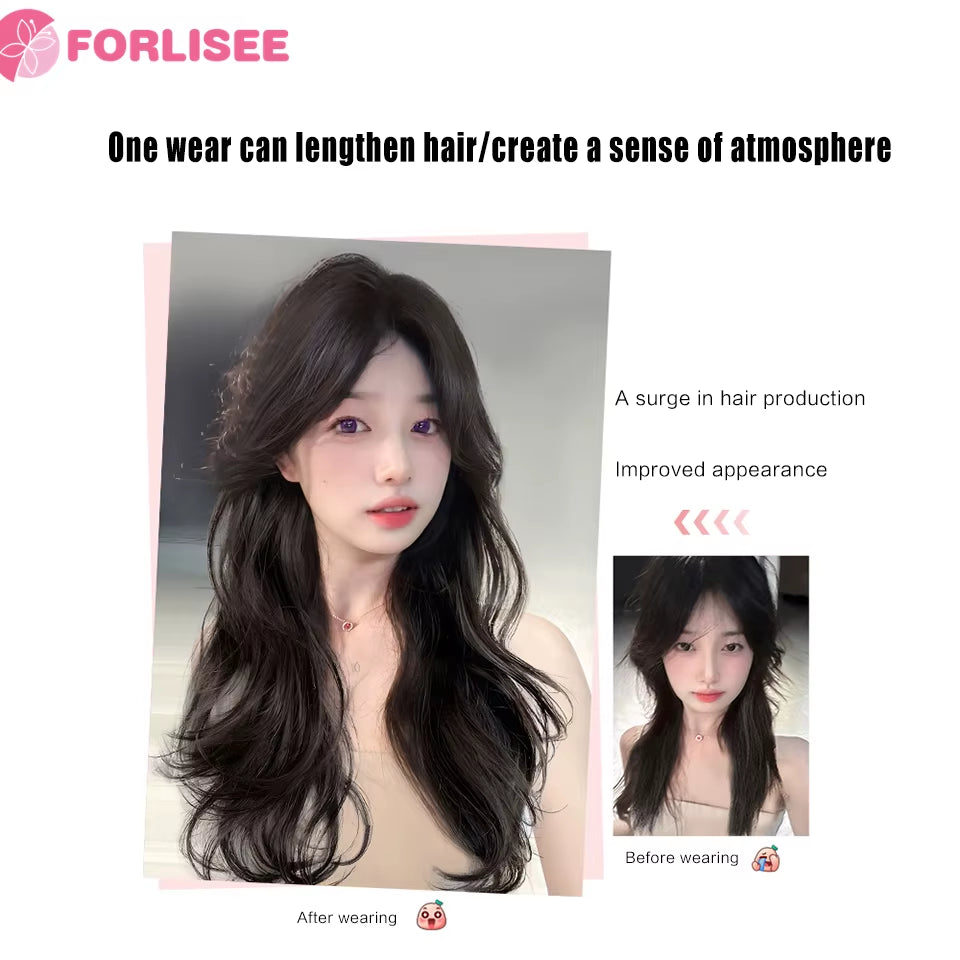 Synthetic Wig Piece One Piece Layered Invisible and Traceless Curly Hair Piece Increase Hair Volume Curly Hair Extension