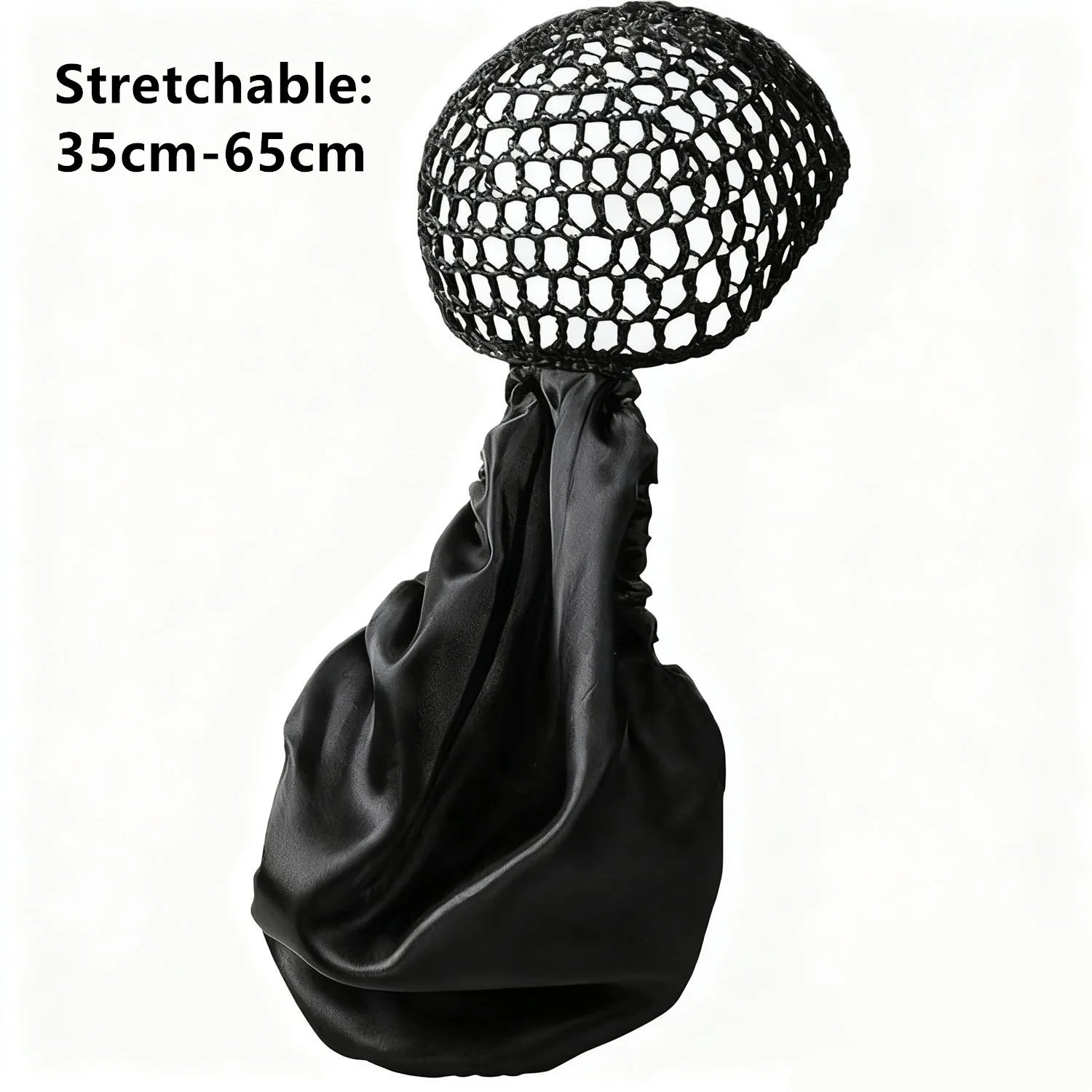 2 In1 Wrap Cap Bonnet Reversible Adjustable Tie Band, Silk Bonnet Hair Wrap Cap for Silk Press, New Satinbonnet for Sleeping, Double Layered Band for Curly Natural and Braided Hair (Black)