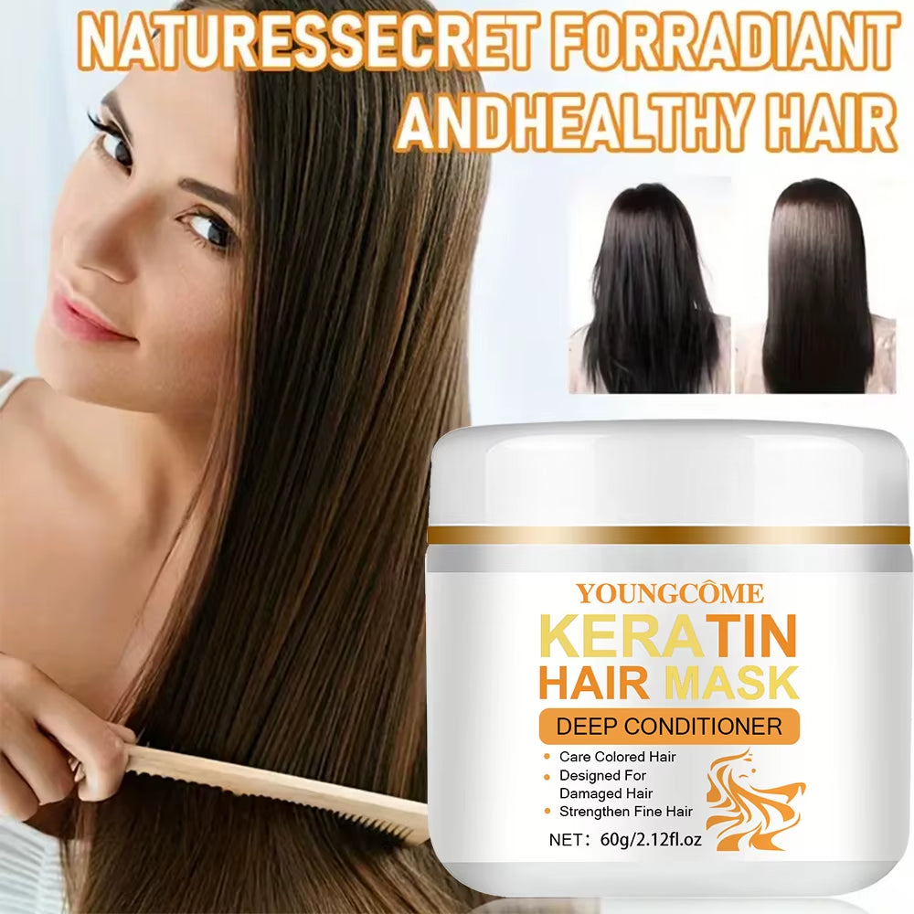Keratin Hair Mask Deep Nourishing Repair Damaged Hair Restore Shine Repair Damage Dry Frizz Hair Keratin Smoothing Shiny