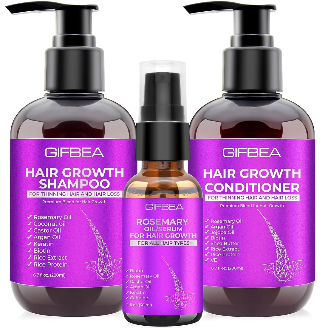 Hair Growth Shampoo and Conditioner Set with Rosemary Biotin Argan and Cas