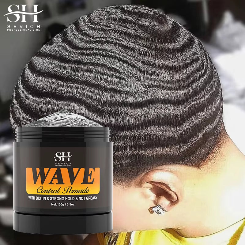 Deep Wave Control Pomade Shampoo Kit Biotin Prevent Hair Loss Edge Control Gel Sport Strong Hold Wave Hair Gel for African Men
