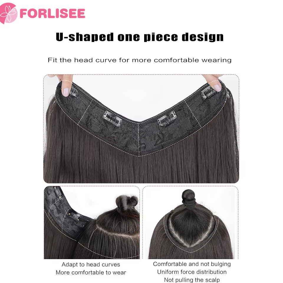 Synthetic Wig Piece One Piece Layered Invisible and Traceless Curly Hair Piece Increase Hair Volume Curly Hair Extension